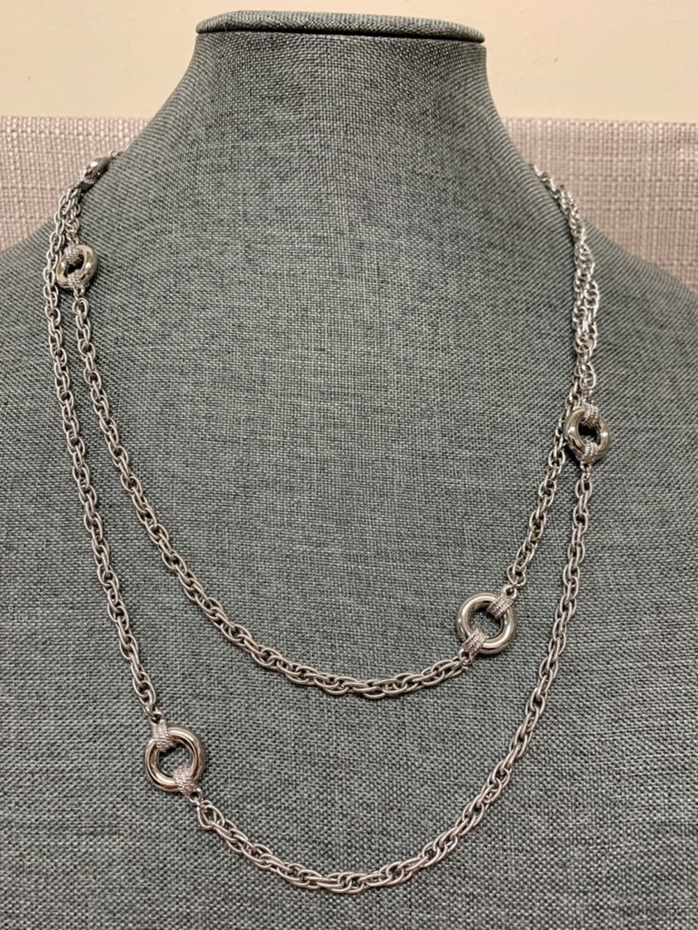 MONET Vintage  Silver Tone  52” Long Chain